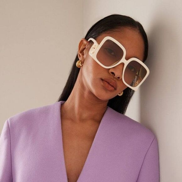 NEW Gucci GG1326S 002 Ivory Brown Gradient Oversized Square Women Sunglasses main image 14